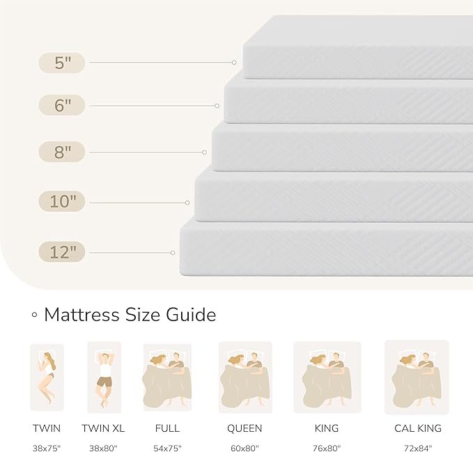 MLILY Queen Mattress in a Box, 8 inch Mattresses for Platform Bed Double Size Daybed, Green Tea Memory Foam Medium Firm