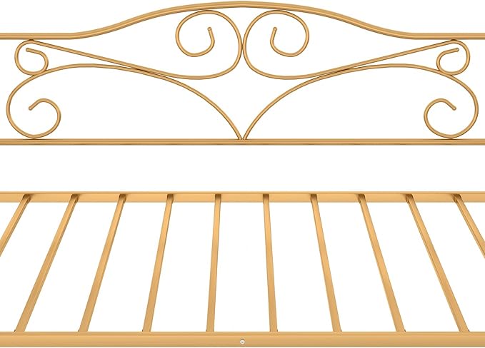 VECELO Daybed Frame, Twin Size Metal Platform Bed with Headboard,Heavy Duty Steel Slats Support for Living Room Bedroom Guest Room, Easy Assembly