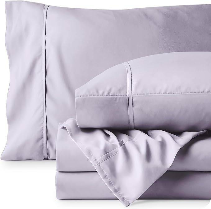 Bare Home California King Sheet Set - 1800 Ultra-Soft Microfiber Cal King Bed Sheets - Double Brushed - Deep Pockets - Easy Fit - 4 Piece Set - Bed Sheets (California King, Light Lavender)