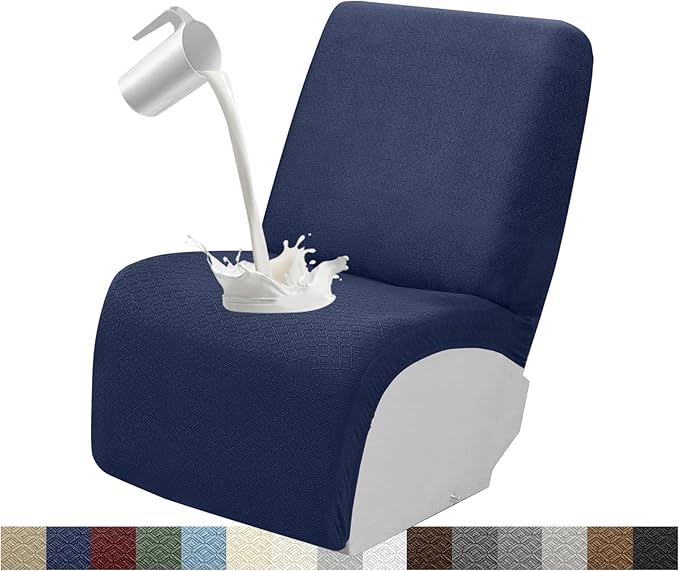 Waterproof Reclining Sectional Couch Covers Washable L Shaped Couch Cover for Sectionals Recliner Sofa Covers Stretch Corner Recliner Slipcovers for Dogs (Additional Seat Cover, Navy Blue)
