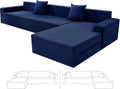 ZNSAYOTX Sectional Couch Covers, Stretch Jacquard Slipcovers with Elastic Bottom for L-Shape Sectional Sofa, 2 Pcs Pet Friendly Modular Sofa Protector (3 Seat Couch + 3 Seat Chaise, Navy Blue)