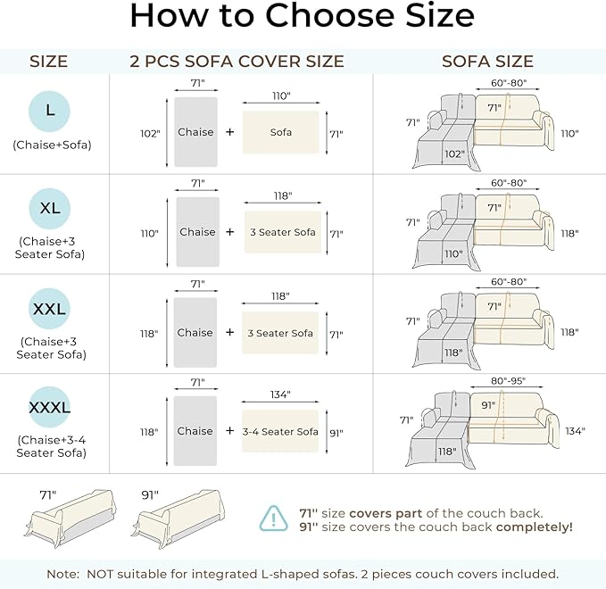 Sectional Couch Covers, 2 Pieces Chenille Sofa Cover L Shaped Couch Cover Blanket for Dogs Washable Sofa Slipcovers Pet Furniture Protector (XXX-Large: 71" x 118" + 91" x 134", Graphite Gray)