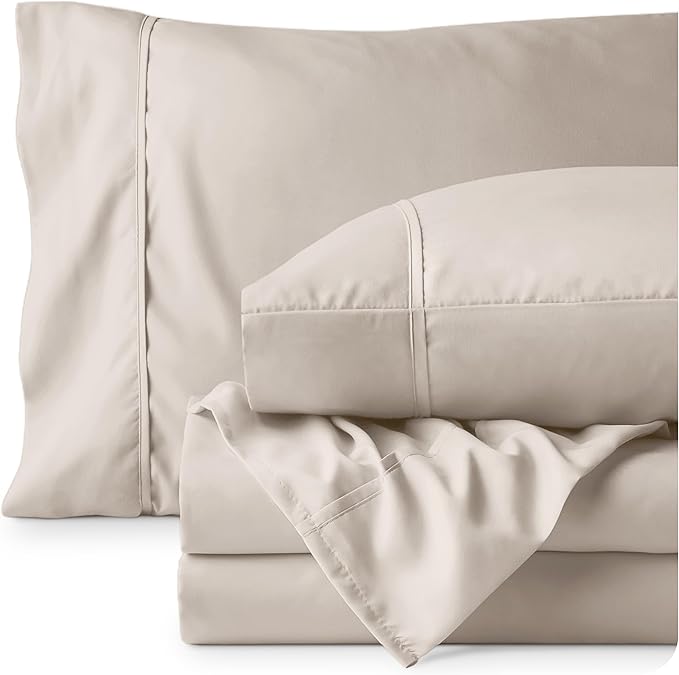 Bare Home Twin XL Sheet Set - 1800 Ultra-Soft Microfiber Twin Extra Long Bed Sheets - Double Brushed - Deep Pockets - Easy Fit - 3 Piece Set - Bedding Sheets & Pillowcases (Twin XL, Wheat)