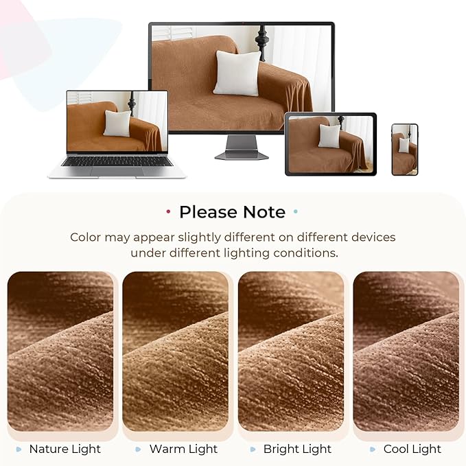 Sectional Couch Covers, 2 Pieces Chenille Sofa Cover L Shaped Couch Cover Blanket for Dogs Washable Sofa Slipcovers Pet Furniture Protector (Large: 71" x 102" + 71" x 110", Brown)