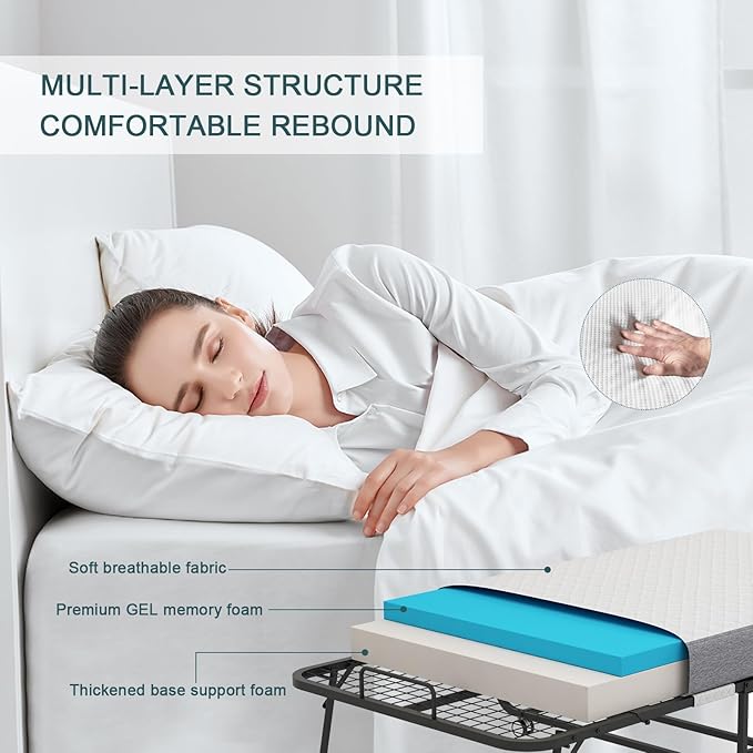 Espsilto Folding Bed with Mattress for Adults, Large Size 75" x46'' Roll Away Foldable Portable Fold up Bed for Guest, No Sagging Frame