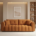 91.5" W Cloud Boucle Sofa for Living Room, Modern Comfy Boucle Couch with Rolled Arms and Soft Pillows, Teddy Oversized Loveseat for Apartment, Studio, Bedroom, Orange