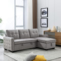 HABITRIO Sectional Sofa with Pull-Out Sleeper Bed, 76.8" Velvet Upholstered 2-Seat Solid Wood Frame Couch & Reversible Storage Chaise Lounge, Modern L-Shaped Corner Sofa for Living Room, Office