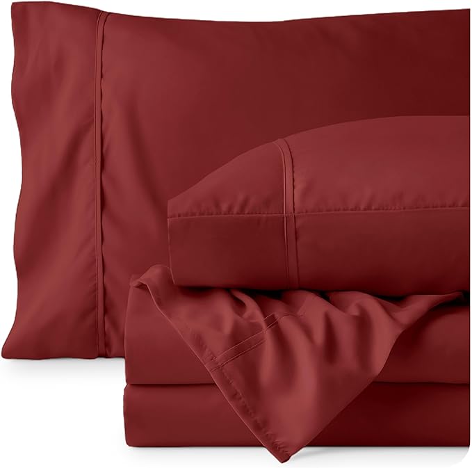 Bare Home Full Sheet Set - 1800 Ultra-Soft Microfiber Full Bed Sheets - Double Brushed - Deep Pockets - Easy Fit - 4 Piece Set - Bedding Sheets & Pillowcases (Full, Rosewood)
