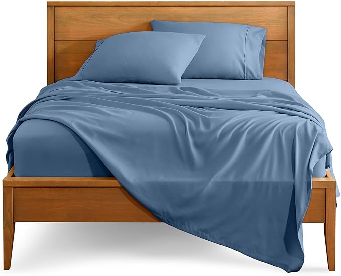 Bare Home Split King Sheet Set - 1800 Ultra-Soft Microfiber Bed Sheets - Double Brushed - Deep Pockets - Easy Fit - 5 Piece Set - Bedding Sheets & Pillowcases (Split King, Coronet Blue)