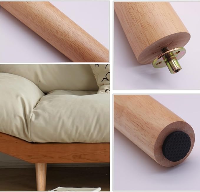 WEICHUAN Round Solid Wood Replacement Sofa Couch Chair Ottoman Loveseat Coffee Table Cabinet Furniture Wood Legs(6" Straight Set of 4)