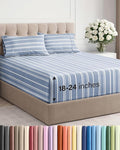 Extra Deep Twin XL Sheet Set - 4 Piece Breathable and Cooling Sheets - Hotel Luxury Bedding for Women, Men, Kids & Teens - Easy Secure Fit - Soft & Wrinkle Free with Extra Deep Pockets - Blue Stripes