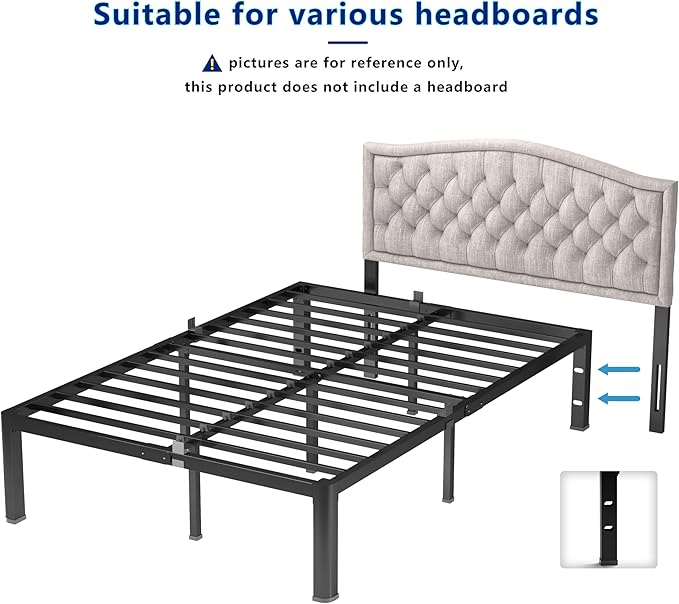 yookare 14 Inch Twin Metal Platform Bed Frame with Round Corner and Mattress Retainers, 3000lbs Heavy Duty Steel Slats Support, No Box Spring Needed, Easy Assembly, Noise Free