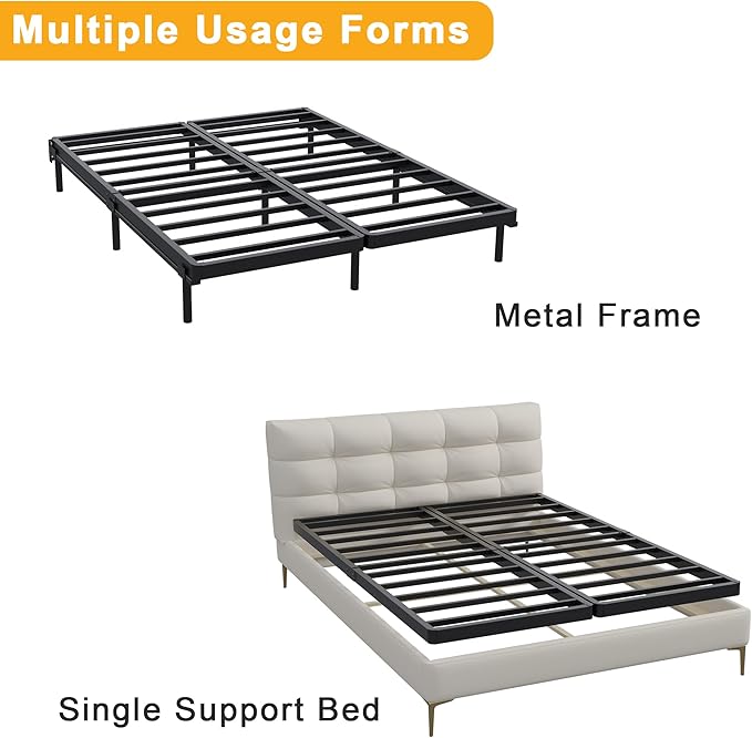 Lutown-Teen 2 Inch Split Full Size Box Spring Low Profile, Heavy Duty Metal Full Size Bunkie Board, Easy Assembly, Noise Free