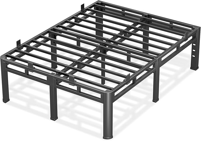 22 Inch Bed Frame Cal King, Double Layer Heavy Duty Metal Platform 4000 lbs Capacity, Bed Frames with Headboard Holes, Round Corner Legs, Mattress Slide Stopper, Easy Assembly