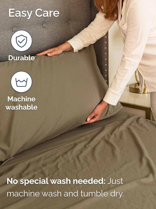 Extra Deep King Sheet Set - 6 Piece Breathable and Cooling Sheets - Hotel Luxury Bedding for Women, Men, Kids & Teens - Easy & Secure Fit - Soft, Wrinkle Free and Comfy - Extra Deep Pockets - Khaki
