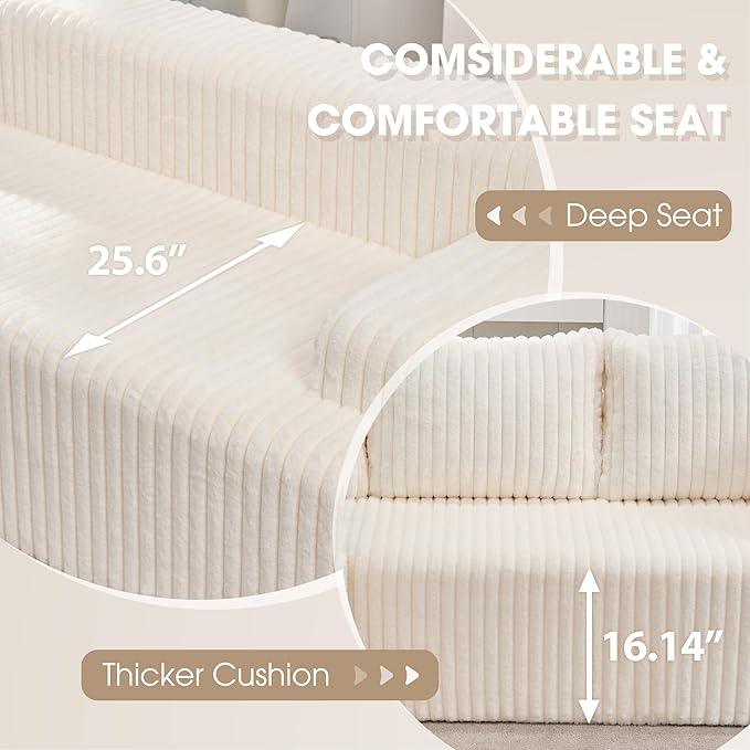 Hobestluk Modular Sectional Sofa Couches L-Shape Couch 3 Seat Modular Sofa Memory Foam Sectional Couches for Living Room, Cloud Couch with Oversized Chaise (96" Left Facing Chaise)