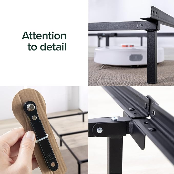 Zinus Michelle Compack 6-Leg Support Bed Frame, for Box Spring and Mattress Set, Twin, Black (AZ-SBF-07T)