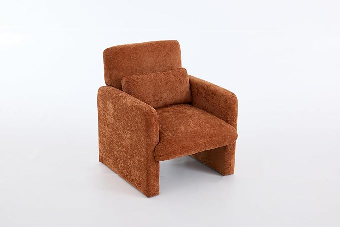 GDFStudio 30" Modern Accent Chair, Upgrade Leisure Boucle Upholstered Armchair with Straight Arms and Waist Pillow, Comfy Single Sofa Chair for Living Room Bedroom Office Apartment, Orange
