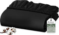 Royale Linens 100% Organic Cotton Fitted Sheet - Percale Weave - Super Soft Deep Pocket Bottom Sheets - Black Elastic Sheet Twin XL Size - Twin XL Fitted Sheets Only - (39"x80"+15", Black)