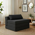 Tiita Folding Sofa Bed Chair, 4-Fold Convertible Sleeper Chair with Lumbar Pillow, Washable Cover & Side Pocket, Floor Couch Bed with Raised Seat, Single Size for Small Spaces, Black