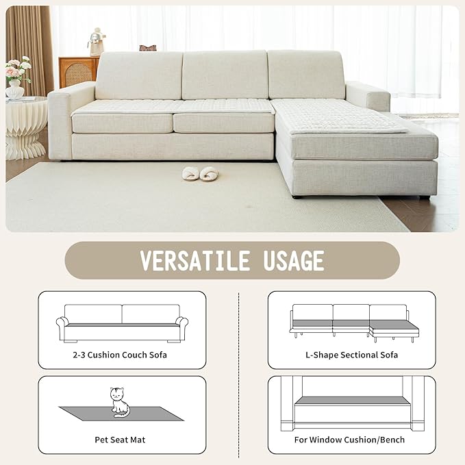 Dog Couch Cover, Couch Cover for Dogs Washable, Funny Fuzzy Plush Sofa Covers, Non Slip Dog Covers for Couches and Sofas, Sofa Pad Furniture Protector for L Shaped(Beige White, 27.6"x 59")