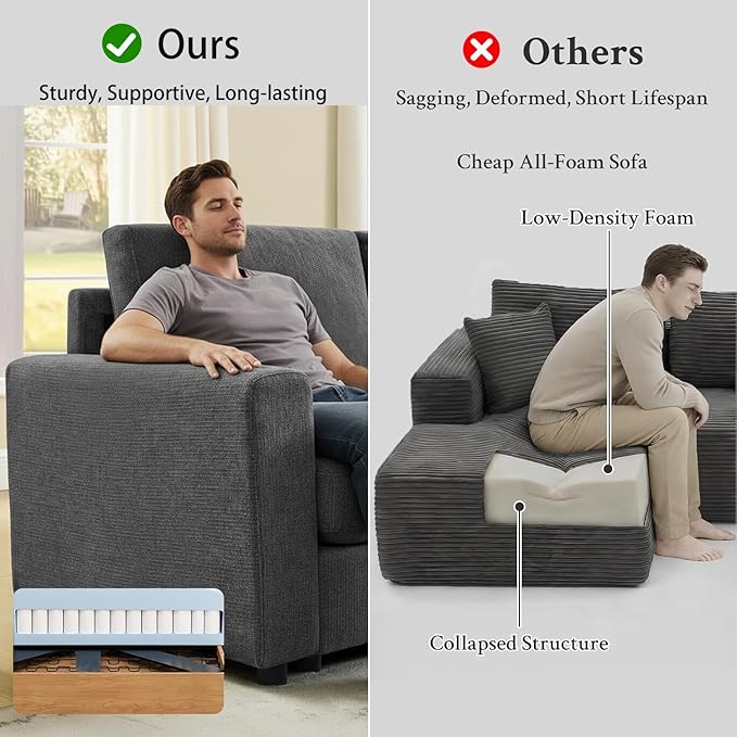 100" L-Shaped Couch with Reversible Chaise, Chenille Modular Sectional Sofa, 4-Seater Corner Couch for Living Room, Apartment, Dark Grey