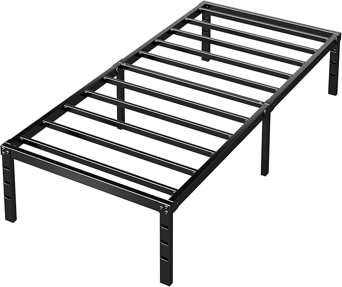 HLIPHA Metal Platform Bed Frame 16 Inch Tall,No Box Spring Needed,Twin Size Bed with Heavy Duty Strong Support Slats,Easy to Assemble,Black