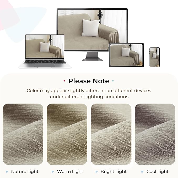 Sectional Couch Covers, 2 Pieces Chenille Sofa Cover L Shaped Couch Cover Blanket for Dogs Washable Sofa Slipcovers Pet Furniture Protector (X-Large: 71" x 110" + 71" x 118", Smoked Tan)