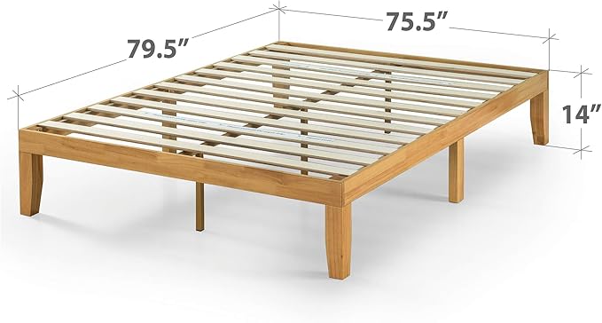 ZINUS Moiz Wood Platform Bed Frame / Wood Slat Support / No Box Spring Needed / Easy Assembly, Natural, King