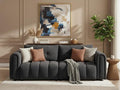 91.5" W Cloud Boucle Sofa for Living Room, Modern Comfy Boucle Couch with Rolled Arms and Soft Pillows, Teddy Oversized Loveseat for Apartment, Studio, Bedroom, Dark Grey