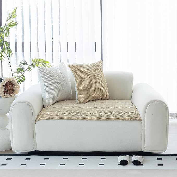 Sofa Couch Cover, Sofa Covers Washable for Dogs, Non-Slip Couch Covers for Sectional Sofa, Sofa Slipcovers for All Seasons Furniture Protector for L Shaped(Light Brown, 27"x 27")