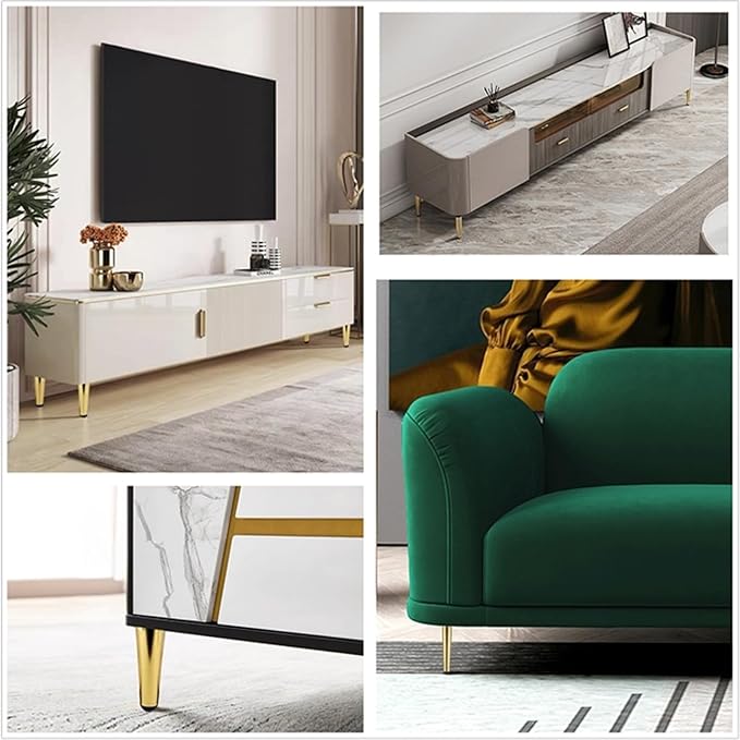 Gold Metal Furniture Legs Heavy Duty Straight Furniture Feet DIY Modern Replacement Legs for Cabinet Sofa Couch Chair-Set of 4 (Gold, 8")