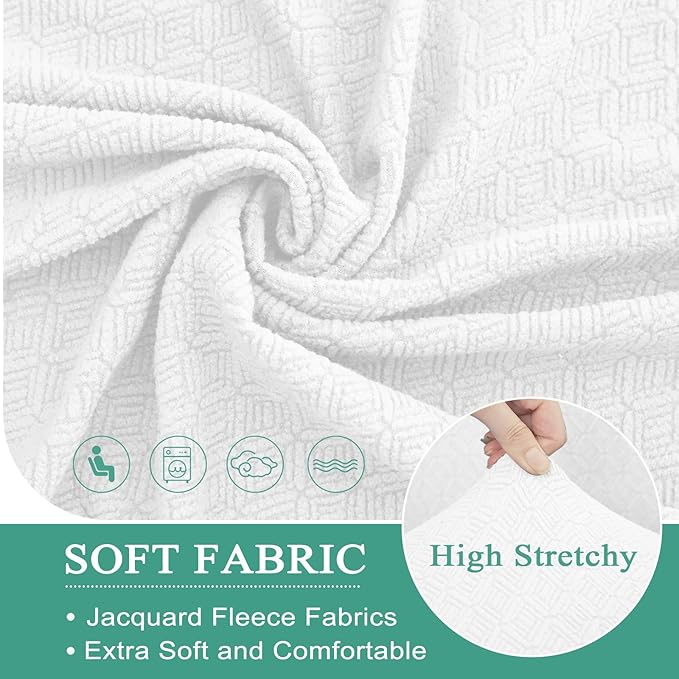 Waterproof Reclining Sectional Couch Covers Washable L Shaped Couch Cover for Sectionals Recliner Sofa Covers Stretch Corner Recliner Slipcovers for Dogs (Additional Seat Cover, White)