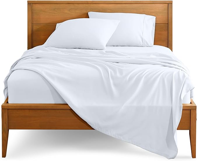 Bare Home Short Queen Sheet Set - 1800 Ultra-Soft Microfiber Bed Sheets - Double Brushed - Deep Pockets - Easy Fit - 4 Piece Set - Bedding Sheets & Pillowcases (Short Queen, White)