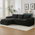 105.6”L Shape Modular Sectional Couch for Living Room, Modern Cloud Sectional 3 Seat Sofa with Oversized Chaise, Woven Texture Upholstery Boneless Couch (Black, Left Facing Chaise)