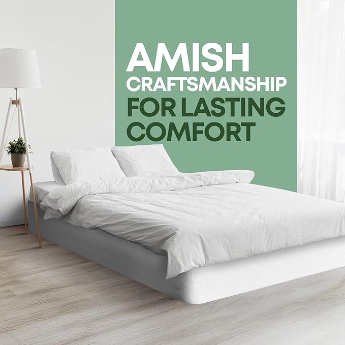 Greaton, 10” Queen Box Spring for Queen Bed – Amish-Made in the USA – Solid Wood Box Spring Mattress Foundation with Stable & Quiet Support – Flat-Packed & Easy Assembly – White