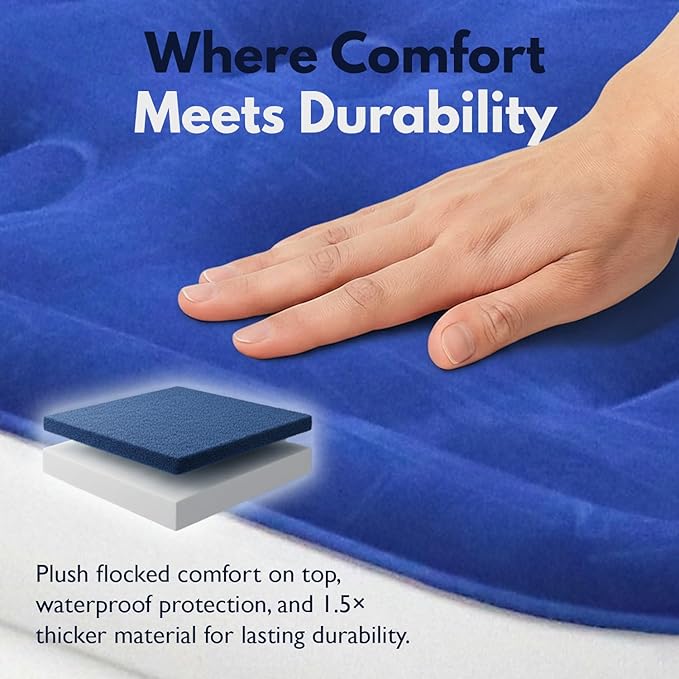 King Koil Luxury Twin Air Mattress with Built-in High Speed Pump for Camping, Home & Guests - Twin Size Double High Airbed Luxury Inflatable Blow Up Mattress Waterproof (1-Year Manufacturer Warranty)