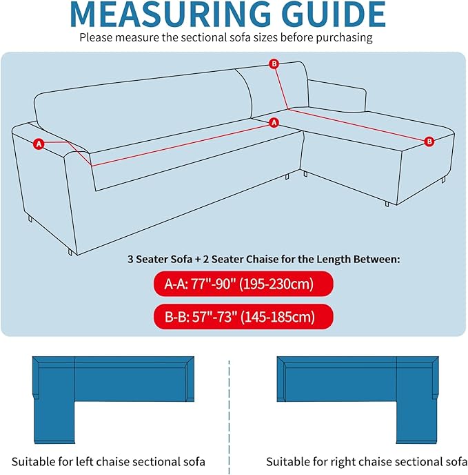 ZNSAYOTX Sectional Couch Covers, Stretch Jacquard Slipcovers with Elastic Bottom for L-Shape Sectional Sofa, 2 Pcs Dog Pet Friendly Modular Sofa Protector (3 Seat Couch + 2 Seat Chaise, Khaki)