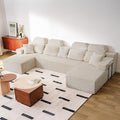141’’ Cloud Sectional Couch with High Backrest, Convertible U-Shaped Modular Sectional Sofa with Deep Seat, Soft Corduroy Upholstery, Boneless Couches Comfortable for Living Room(Beige)