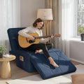 Convertible Sofa Bed with 5-Level Adjustable Backrest, 74" D x 28" W 4-in-1 Folding Ottoman Sleeper Chair Bed, Modern Single Futon Couch for Living Room Apartment Dorm Small Space, Navy Blue