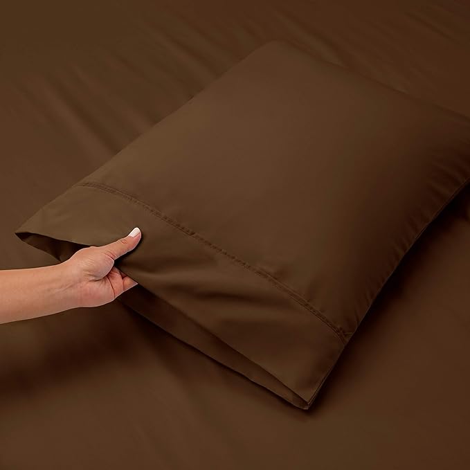 Hearth & Harbor Extra Deep Pocket King Size Sets - Fits Mattress 18-24 Inches Deep - Extra Deep Pocket Sheets - 6 Piece King Size - Brown
