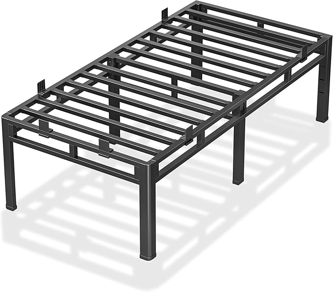ROIL 24 Inch Twin XL Bed Frame, Metal Bed Frame & Box Spring 2 in 1 Platform with Round Corner Legs, 4000LBS Double Layer Bed Frame with Headboard Holes Mattress Baffles, Noise-Free Easy Assembly