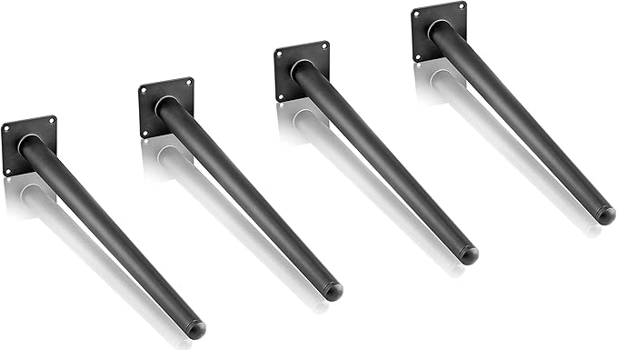 4pcs 10 Inch Furniture Legs, Straight Conical Metal Legs Matte Black Mid-Century Style Furniture Feet for Sofa Cabinet Table Chair Cupboard Couch Ottoman Home DIY Projects
