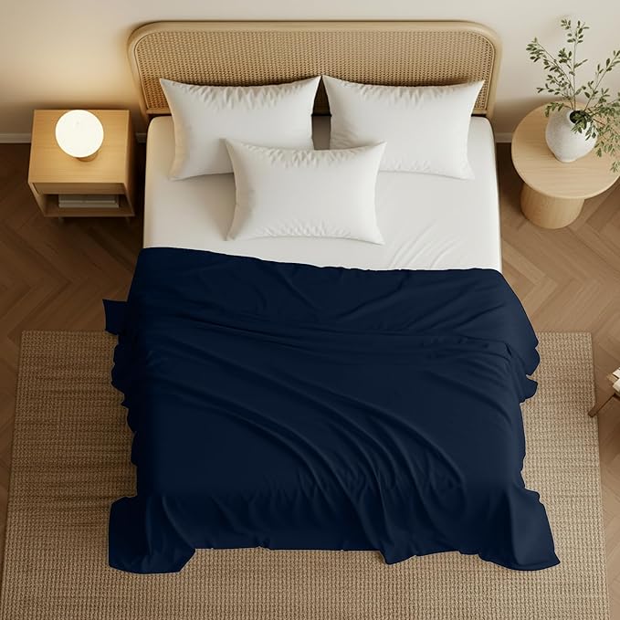 Utopia Bedding Flat Sheet - 1 Pack (Full, Navy) - Soft Brushed Microfiber Fabric - Shrinkage & Fade Resistant Top Sheet - Easy Care Bed Sheet