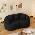 69" Curved Loveseat Sofa for Living Room, Modern Chenille Love Seat Cloud Couch, Luxury Plush Extra Deep Oversized Sofa for Small Spaces, Bedroom, Apartment‌, No Assembly Required, Black