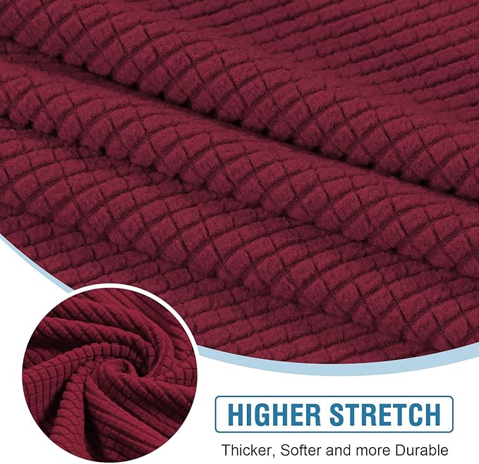 H.VERSAILTEX Sectional Couch Covers 3 Pieces Sofa Seat Cushion Covers L Shape Separate Cushion Couch Chaise Cover for Both Left/Right Sectional Couch (Seat Only: 1 Chaise + 2 Sofa, Burgundy)