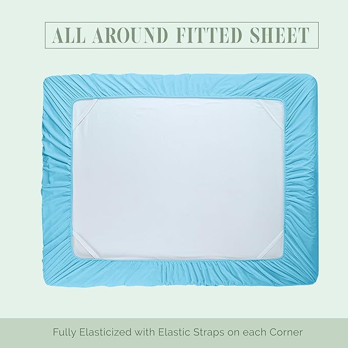 Elegant Comfort 1500 Premium Hotel Quality 18-24 Inches Deep - Extra Deep Pocket Single Fitted Sheet for High Mattress, Luxury and Softest, Smart Pocket - Wrinkle Free, California King, Aqua Blue