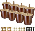 FoDau770 Brown Rubber Wood Furniture Legs 2 Inches, Straight Tapered Wood Feet Mid Century Sofa Legs Set of 8, 5/16" UNC Furniture Feet for Cabinet Couch Dresser Chair Ottoman Table