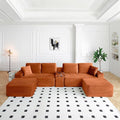 150" Oversized Modular Sectional Sofa,Deep Seat Cloud Corduroy Boneless Couch with Cup Holders,USB Ports, Wireless Charging & Storage Box,Upholstered Modular Sleeper Sofa for Living Room (Orange)
