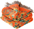 Boho Throw Blanket for Bed 100% Cotton Soft Lightweight Quilt Floral Embroidery Home Decor Spring Breathable Bed Blankets,60"x80" Twin All Season Reversible Blankets for Sofa Couch Chair